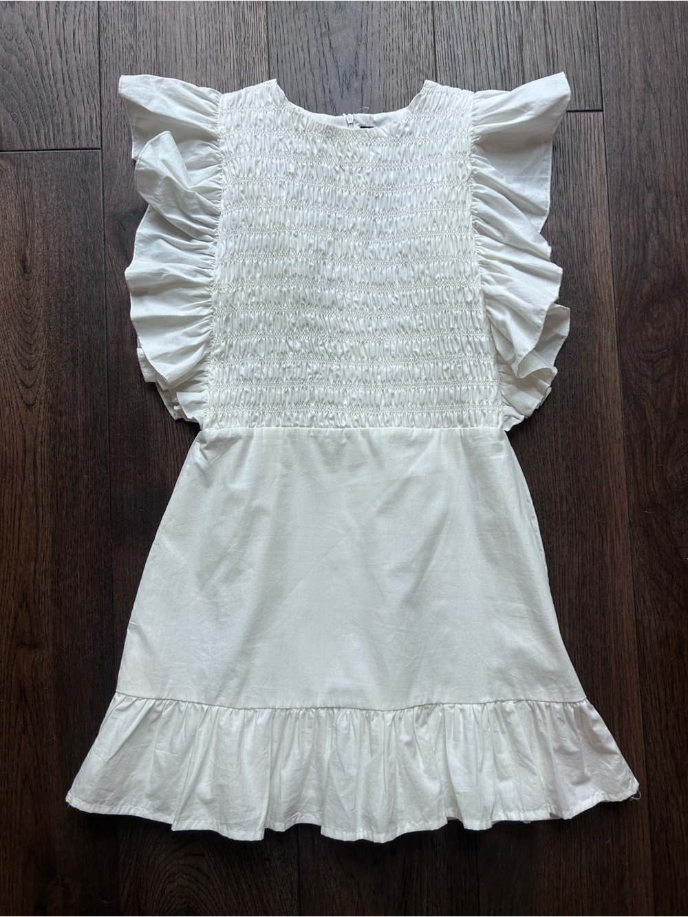 Nasty Gal White Ruffle Smocked Dress
